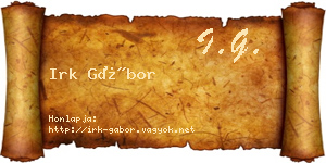 Irk Gábor névjegykártya
